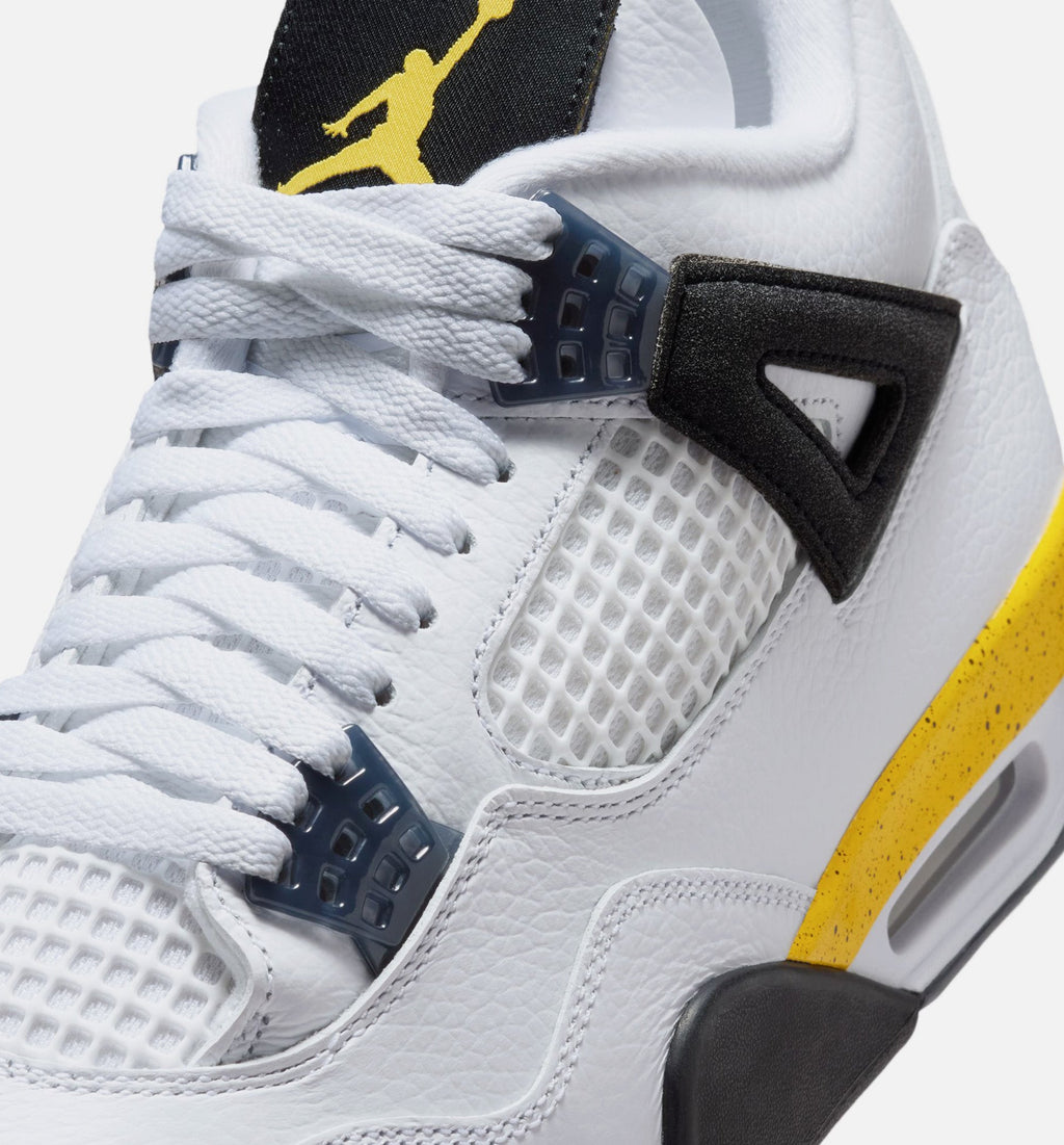 Air Jordan 4 Retro Rare Air Tour Yellow Men's Shoes - White Dark Blue Grey Black Tour Yellow