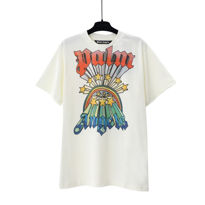 Palm Angels Graffiti Flame Palm Tree Graphic Oversized Tee Streetwear