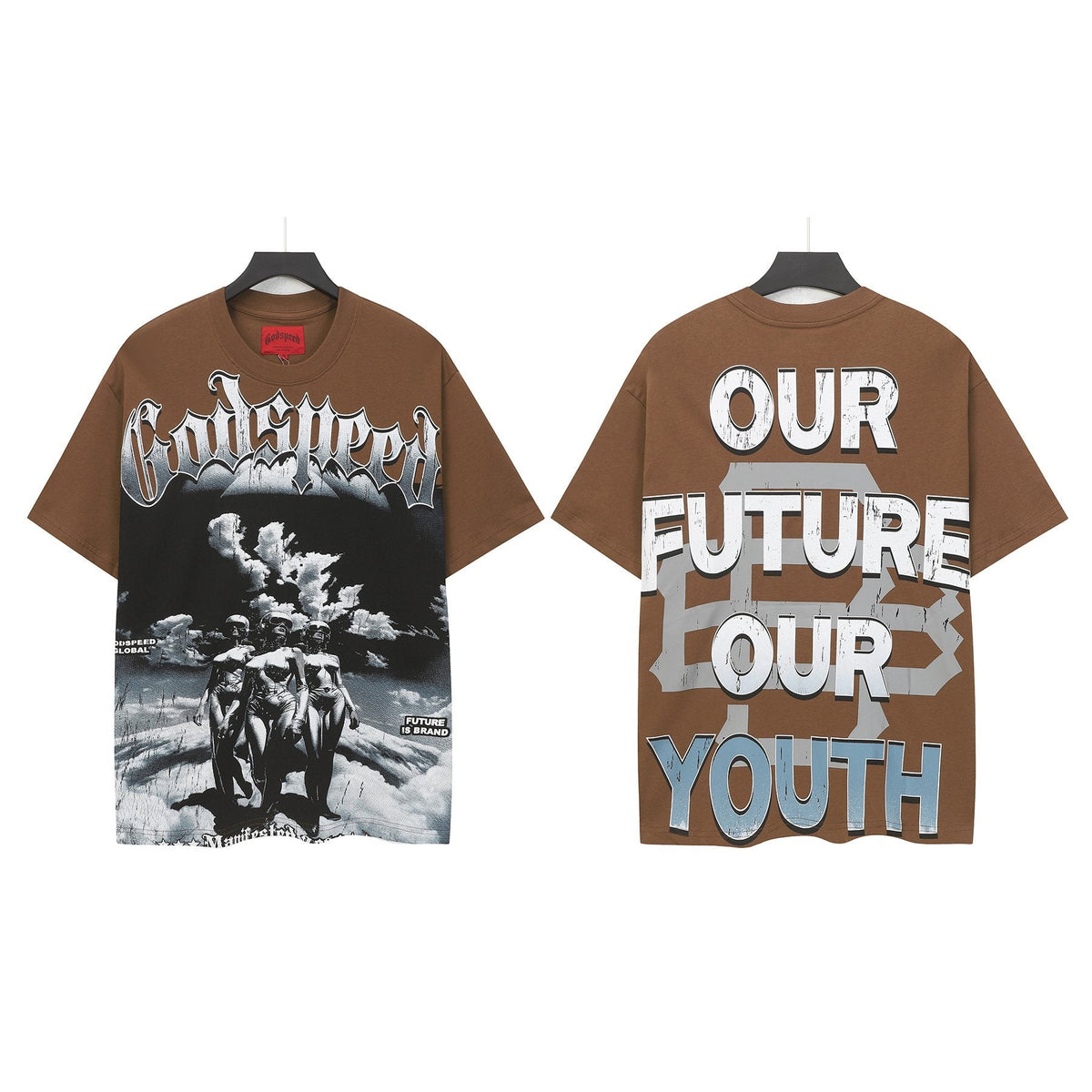 Godspeed Our Future Our Youth Brown Graphic T-Shirt