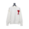 Ami Crewneck Sweater Off White/Red