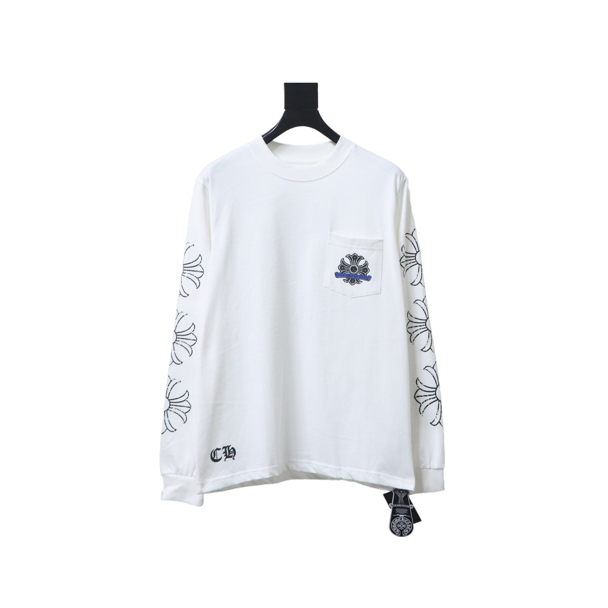 Chrome Hearts 25SS Distressed Horseshoe Round Neck Long Sleeves White